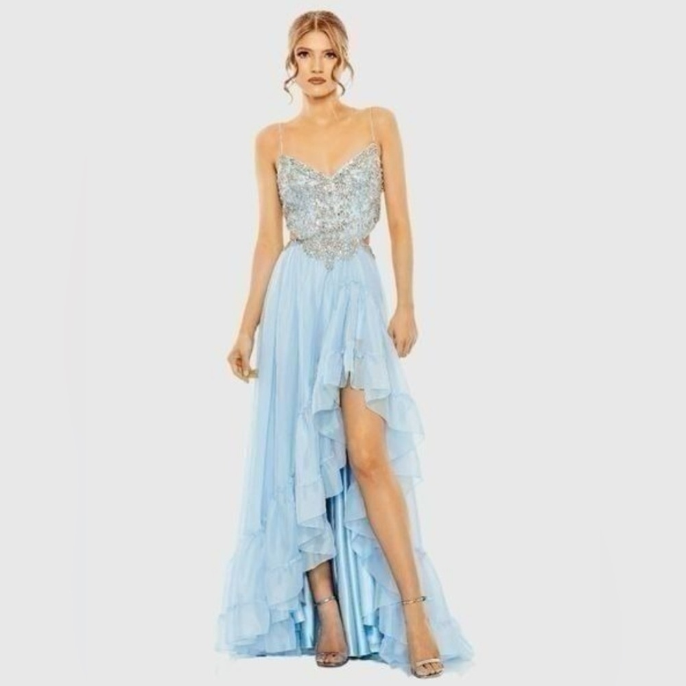 Mac Duggal Light Blue High Low Dress